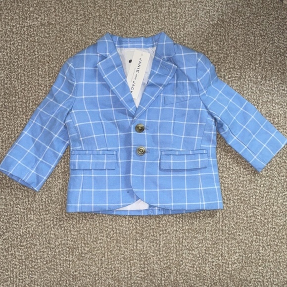 Janie and Jack Cornflower Blue Windowpane Blazer 6-12M - Picture 4 of 5